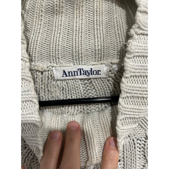 Ann Taylor Cable Knit Sweater Mockneck Anchor Emblem - Picture 5 of 7